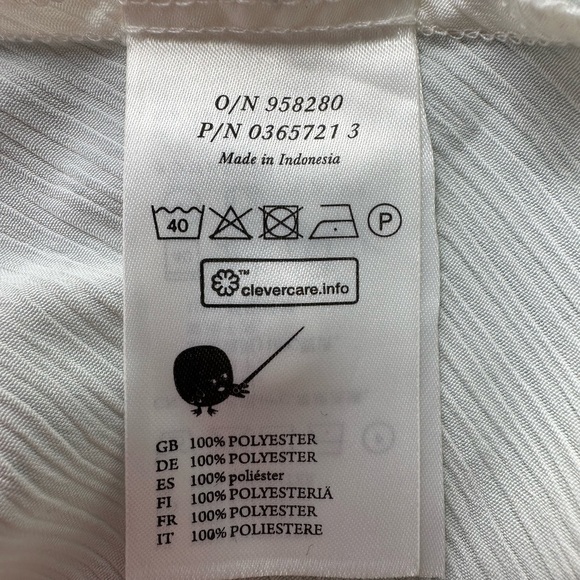 Monki Ivory Sheer Crinkle Swing Tank Sleeveless Blouse Button Shoulder Sz Large - Picture 15 of 15